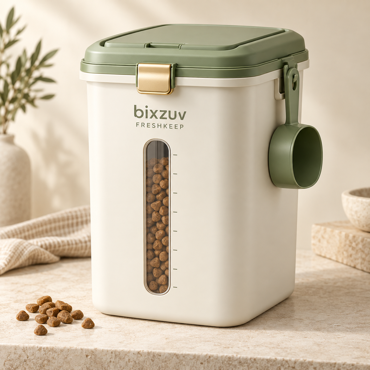 BIXZUV FreshKeep Airtight Pet Food Container with Scoop