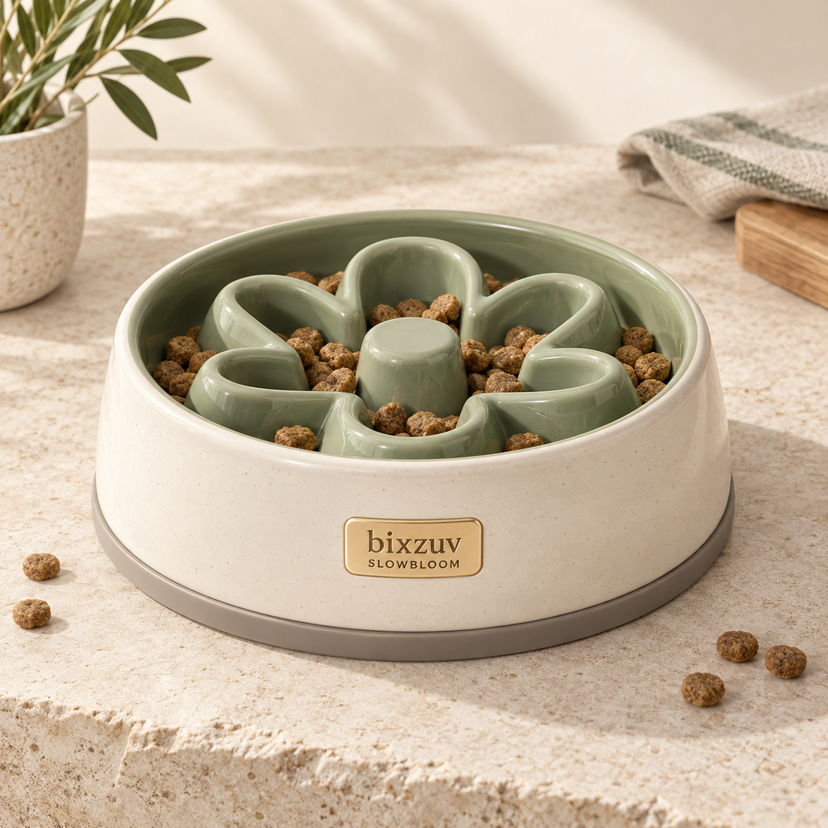BIXZUV SlowBloom Ceramic Slow Feeder Bowl